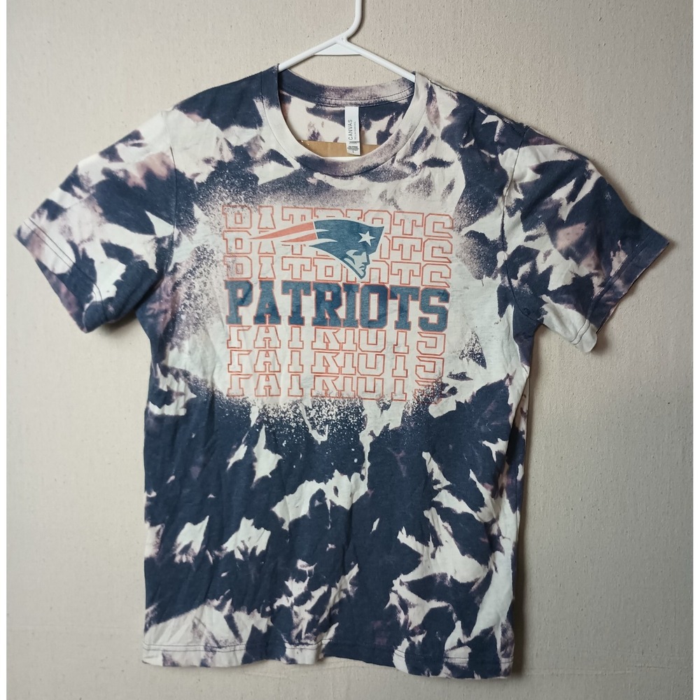 Canvas‎ Patriots T-Shirt Bleach Dye Graphic Tee Football NFL Large Q